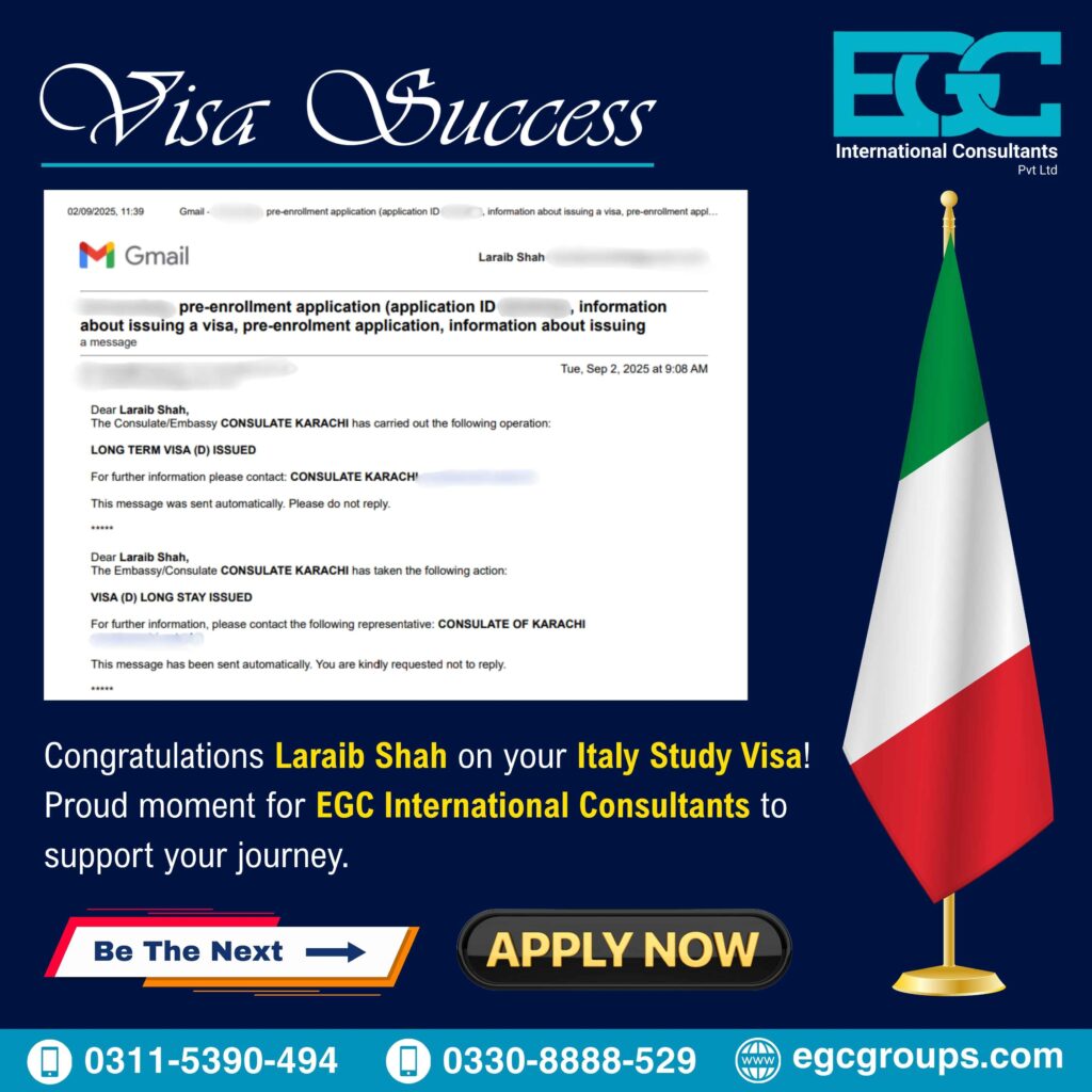 Laraib Shah Italy Visa